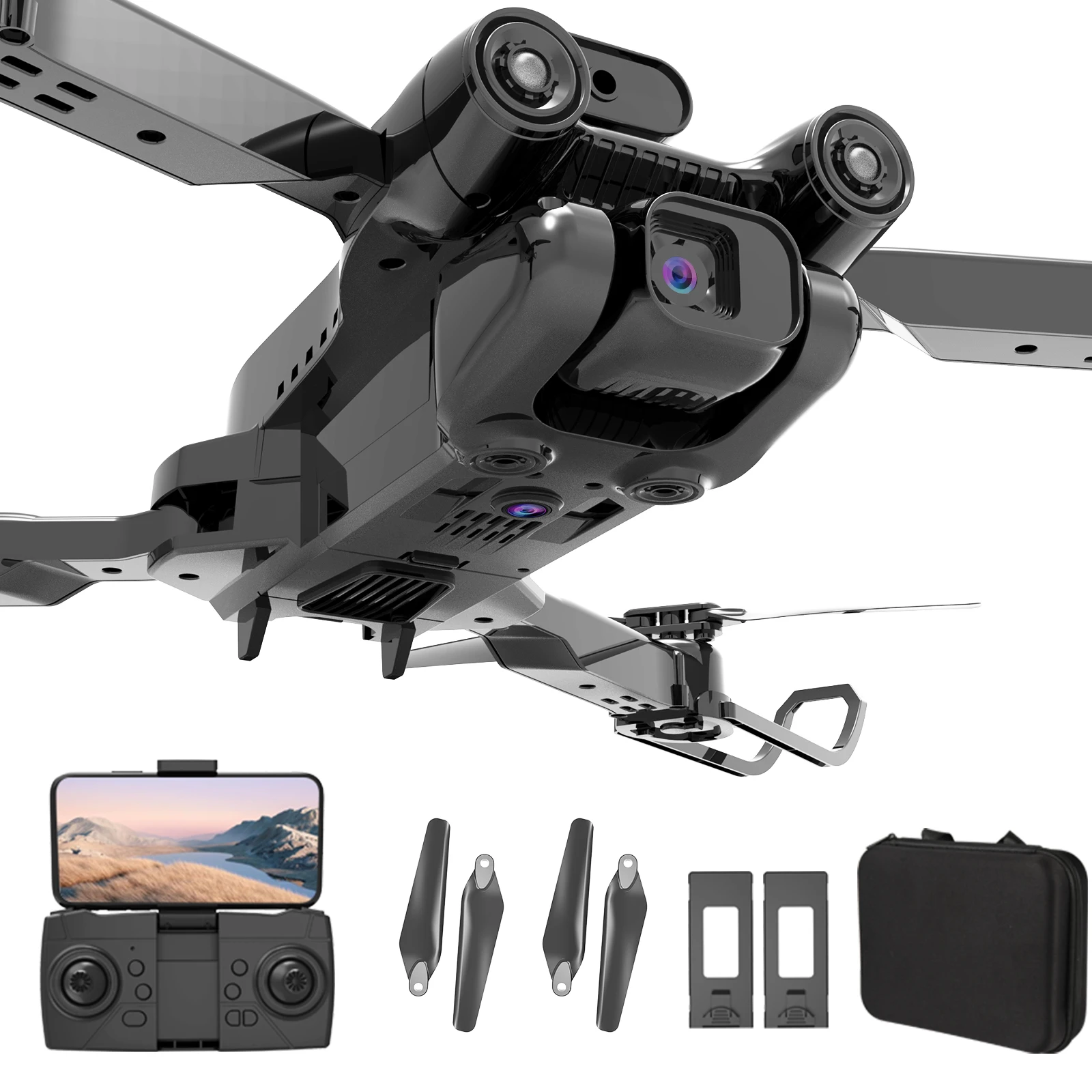 Foldable drone Dual Camera remote controller drones for kids - Easy to fly indoor flying toys with headless mode, auto hover, 3D