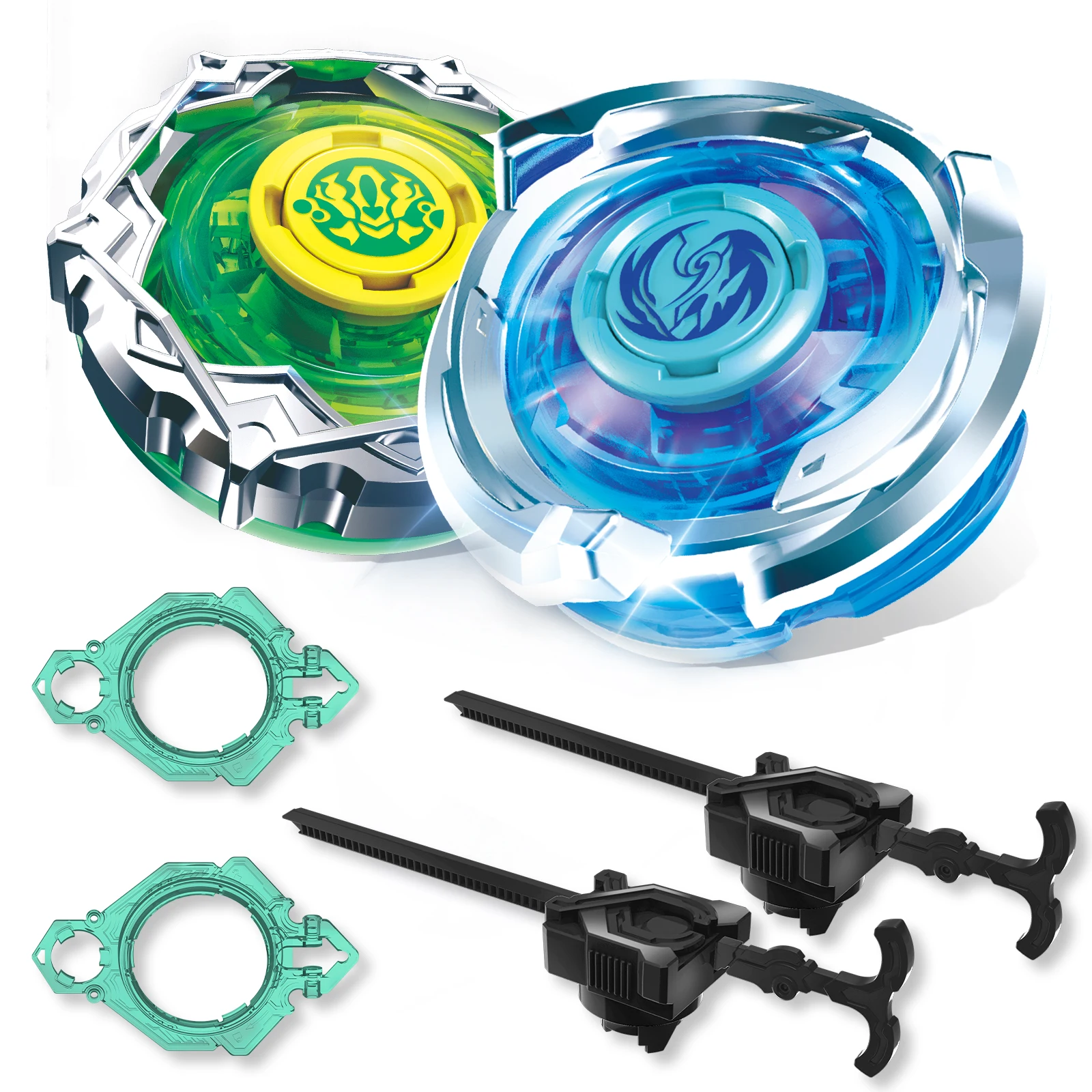 INFINITY NADO S7 Battle Set – 2 lanzadores de rack, tipo defensa/resistencia metálica, juguete giratorio a la derecha para niños mayores de 5 años