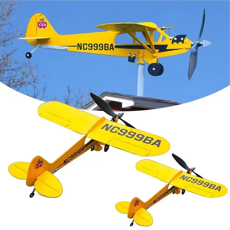 

J3 Cub Wind Spinners Airplane Weathervane Handmade Wind Spinner Aircraft Weather Vane Home And Garden Wind Spinners Accessories