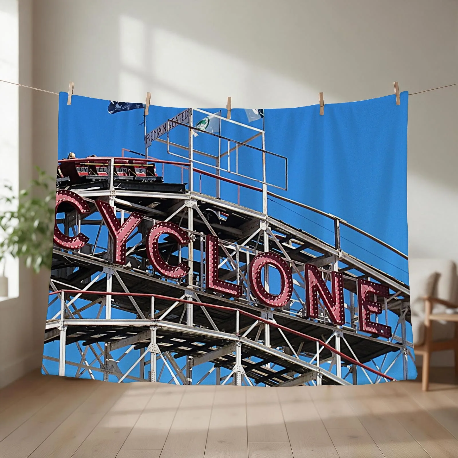 Cyclone Roller Coaster Coney Island NY Throw Blanket couch cozy soft plush fuzzy picnic outdoor blanket