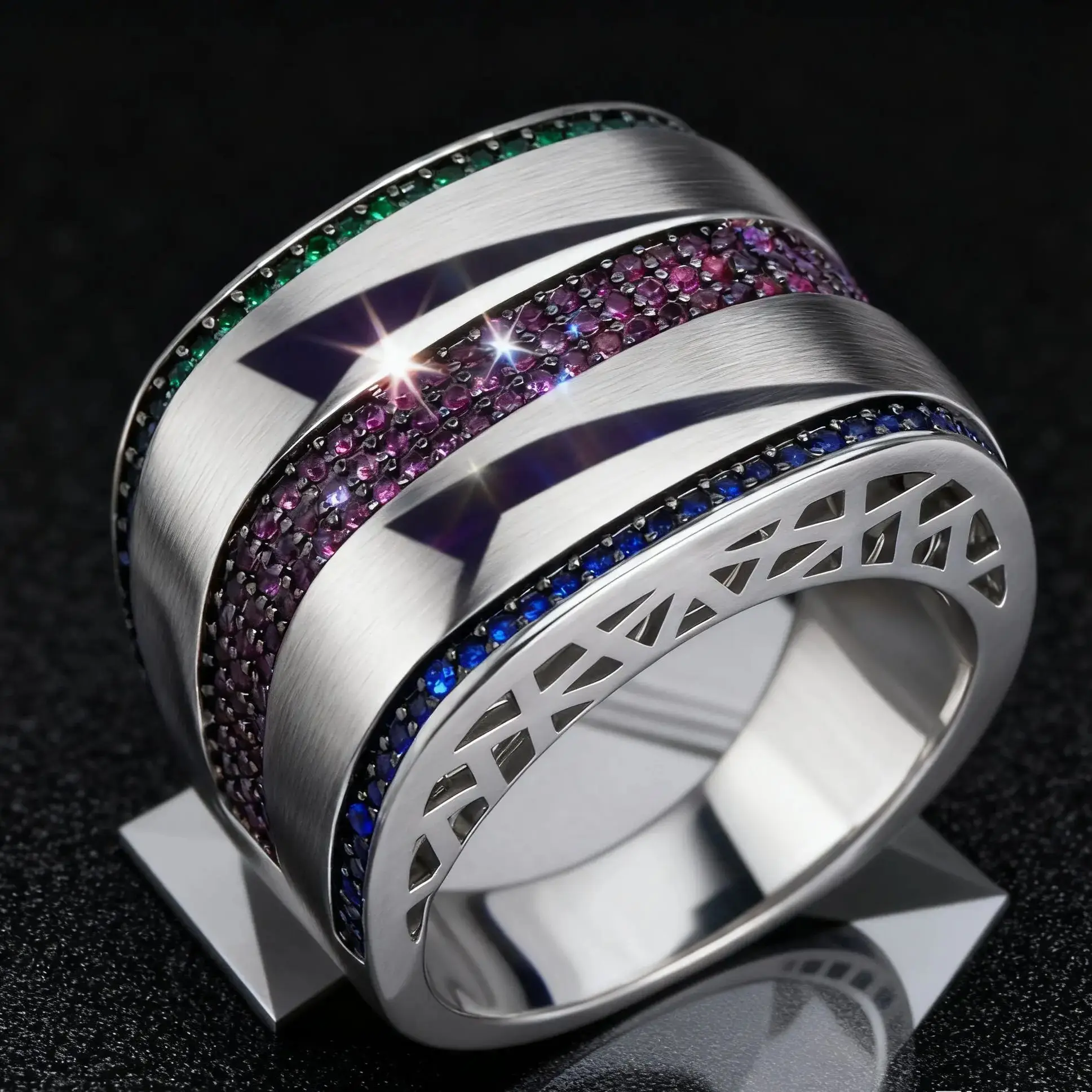 

Мужское серебряное кольцо JEWEL с цветными кристаллами, эффектное украшение для модных образов