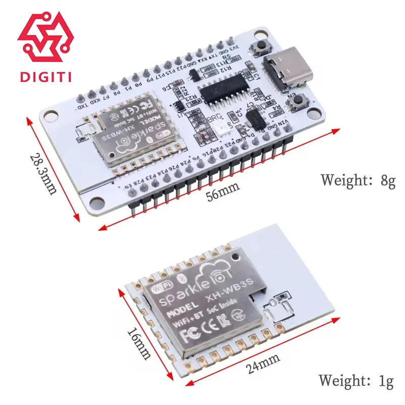 NiceMCU WB3S Development Board - Dual-Mode WiFi & Bluetooth 5.0 Module with BK7238 SoC