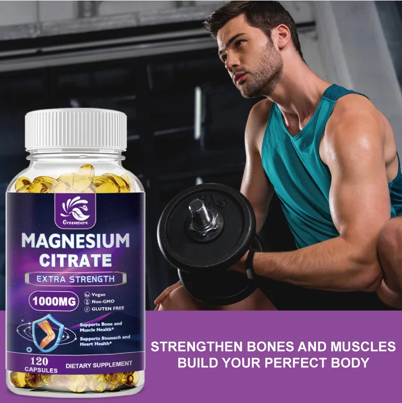 Greensure Magnesium Citrate Capsules for Muscle, Nerve, Bone and Heart Health Support, High Absorption Citric Acid Complex