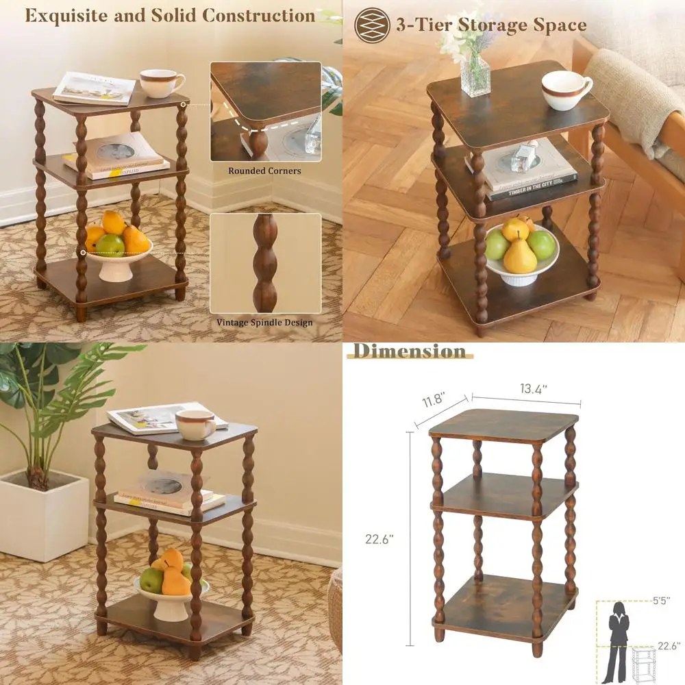 

Rustic Brown Storage Side Table for Bedroom, Living Room, and Office in Small Spaces