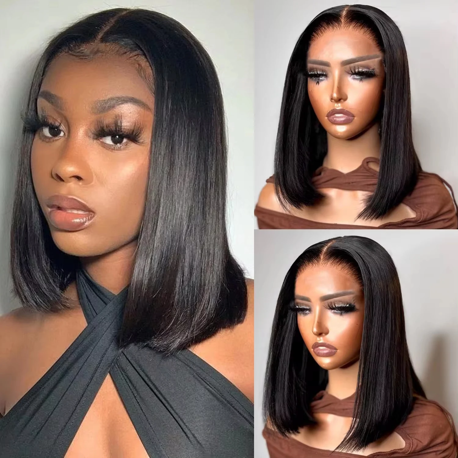 

180%Bob Wig Brazilian Hair Lace Front Human Hair Wigs Short Bob Wig Pre Plucked Natural Color 13x4 Lace Part Lace Wigs For Women