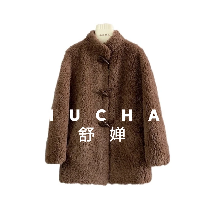 

100% Wool Coat Women New Warm New Coat Croissant Buckle Winter High Fashion Temperament Casacos Inverno Feminino