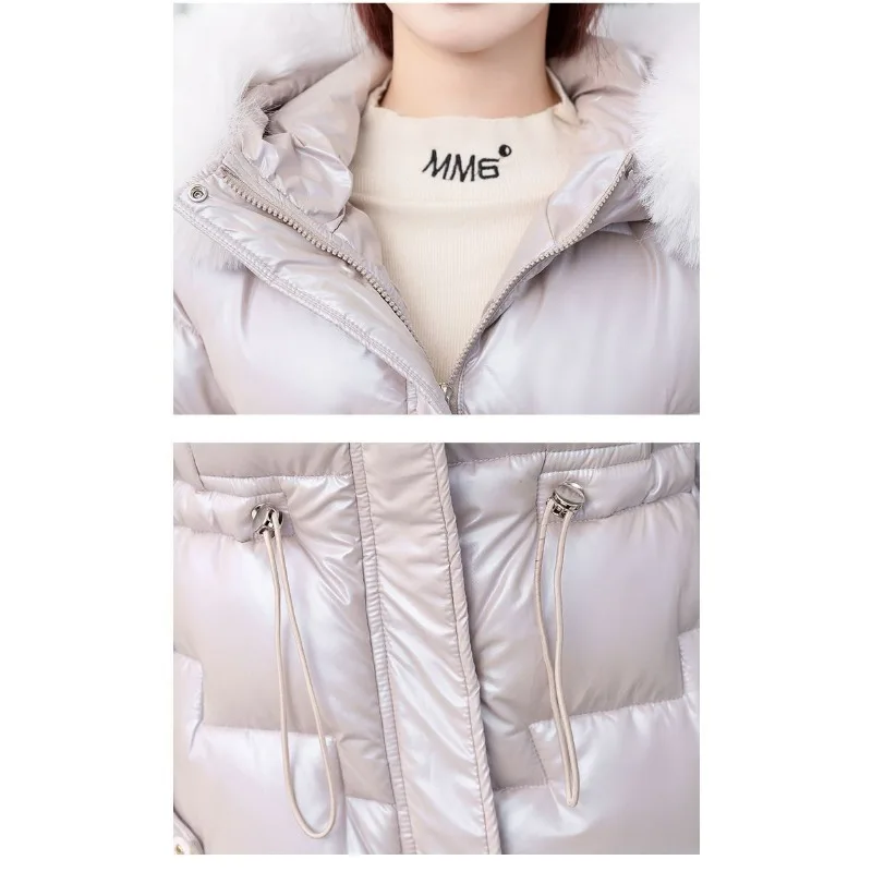 2023 New Women Down Cotton Coat Winter Jacket Female Mid Length Version Parkas Slim Fit thick Outwear Hooded Fur Collar Overcoat