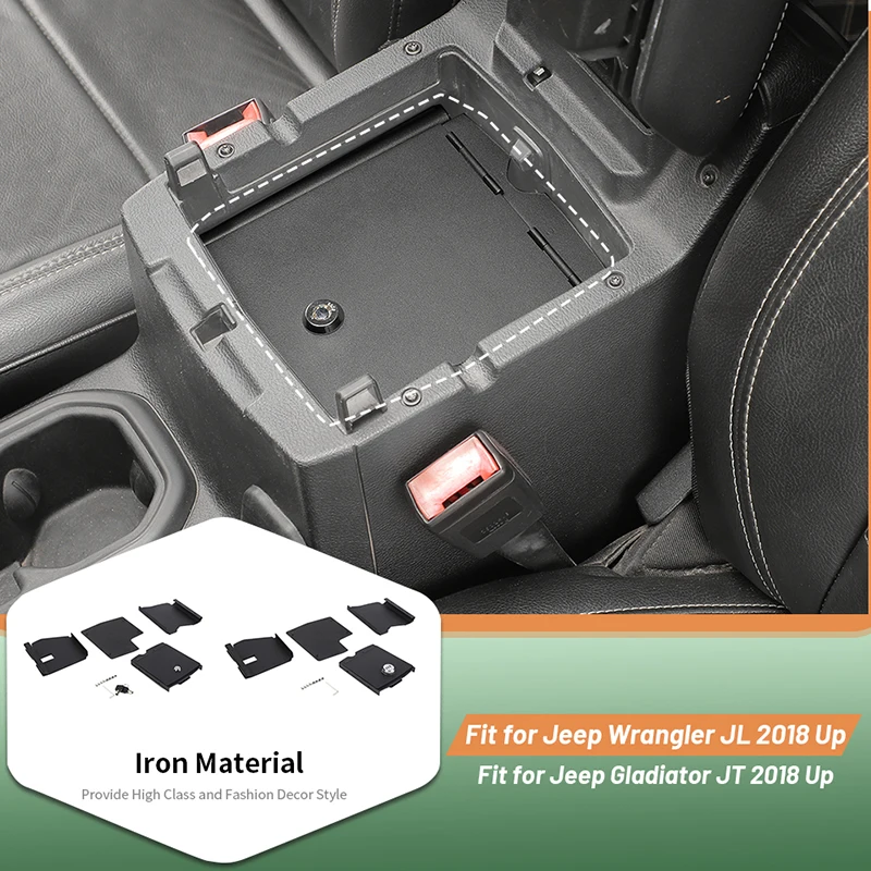 Car Center Console Armrest Safe Vault Lock Box For Jeep Wrangler JL For Jeep Gladiator JT 2018 Up Auto Interior Accessories