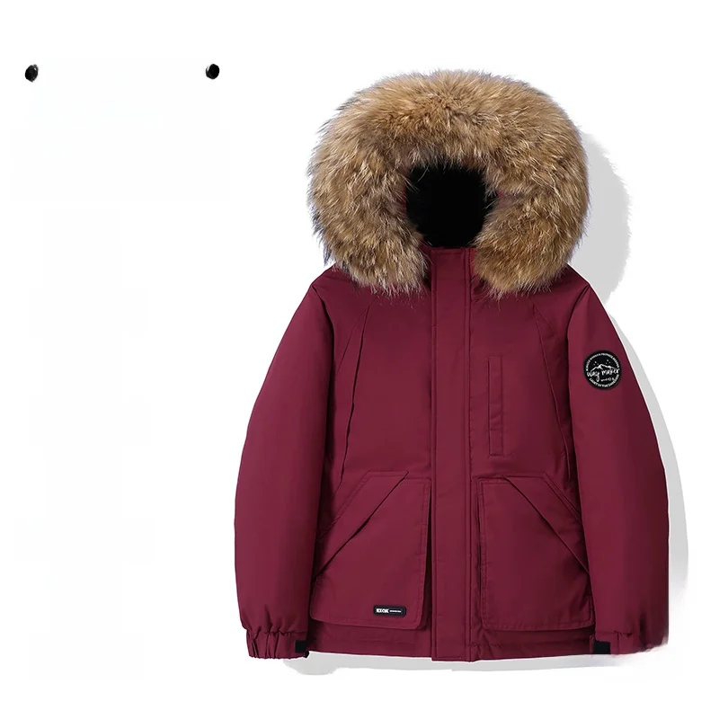 

Warmth Oversized Hooded down Jaet with Faux Fur Collar for Men And Women Youth Faion Daily Wear Windproof Polyester Fiber