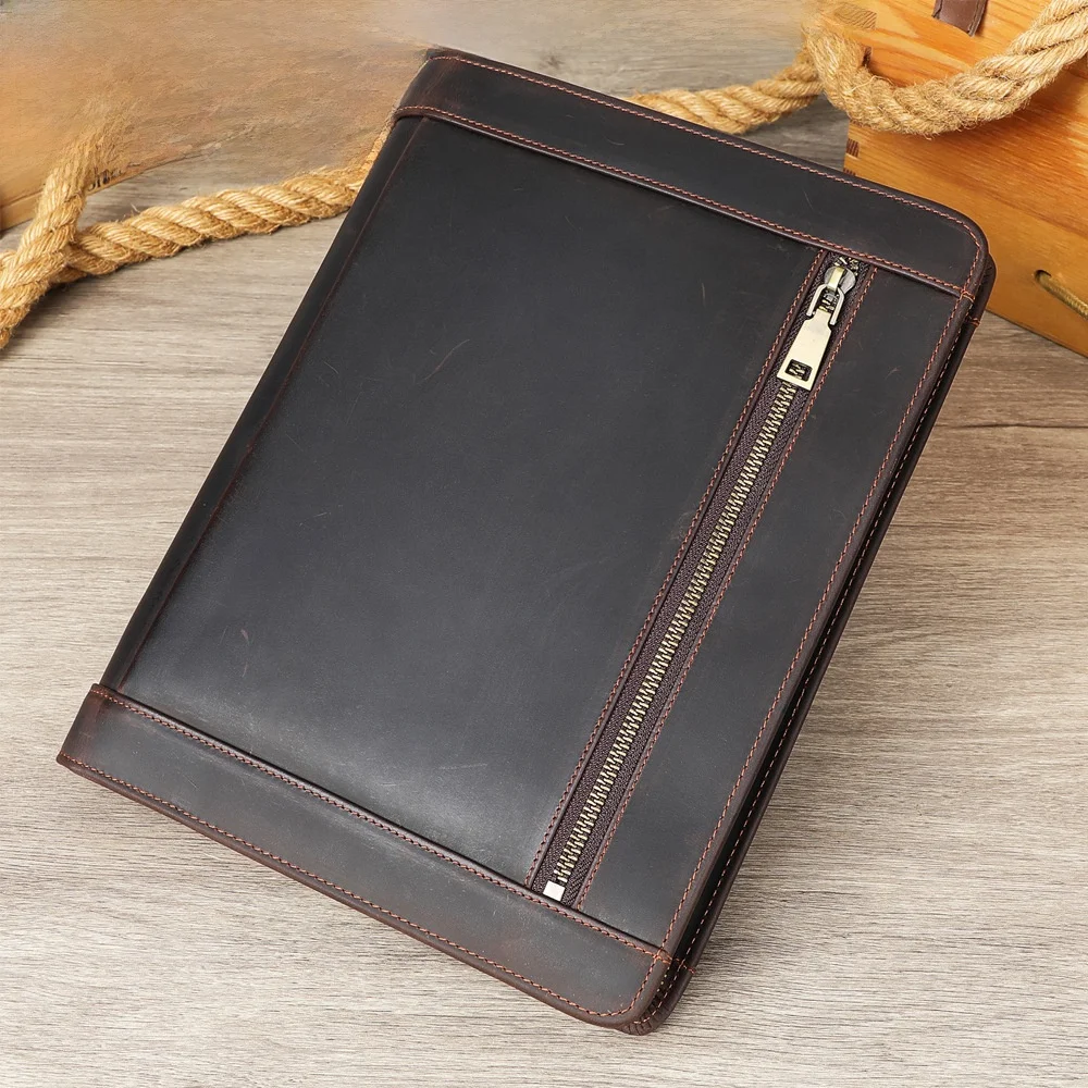 Marontte Men's Large Capacity Business Vintage Handbag Mad  Leather Multi-Function iPad Storage Bag Briefcase
