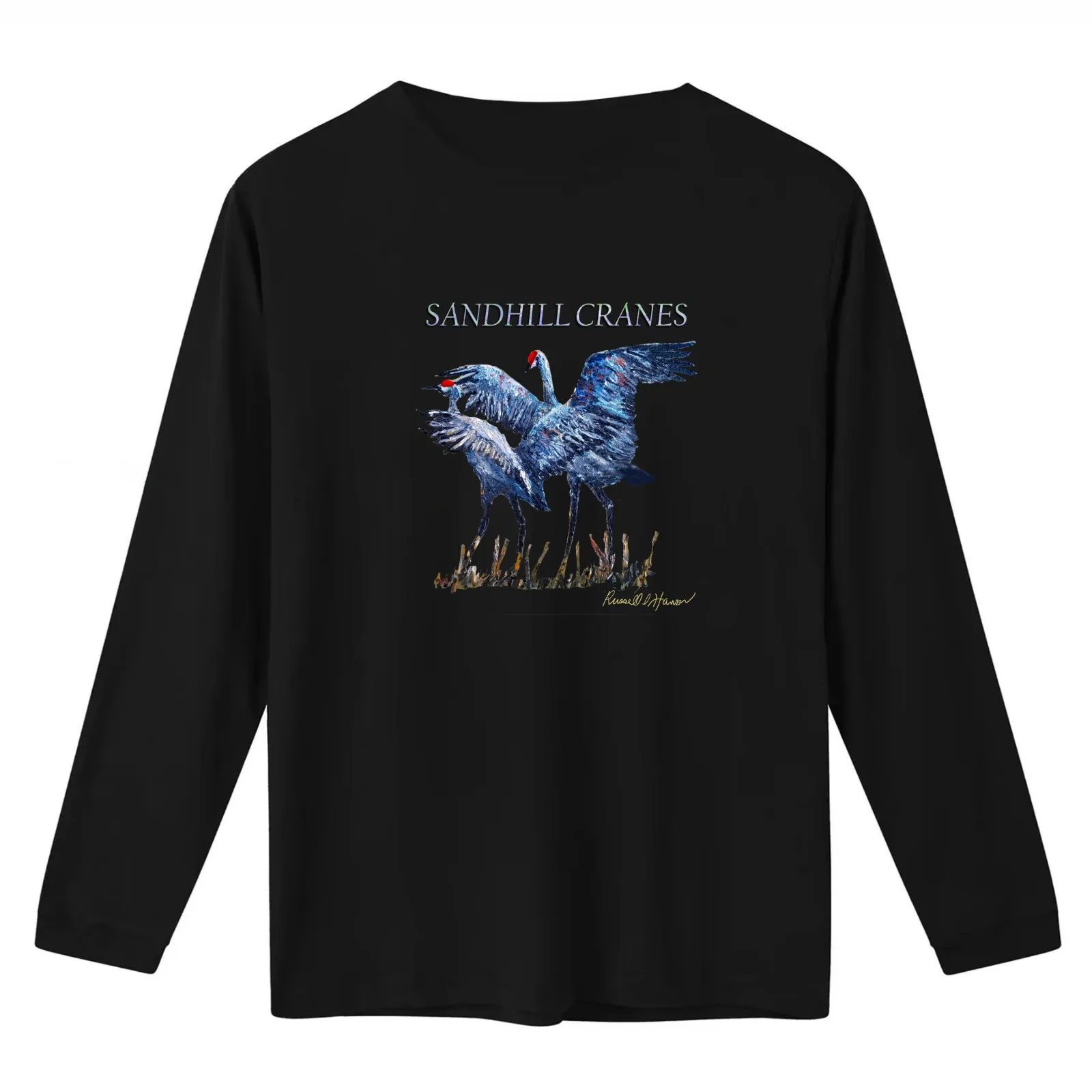 Sandhill Cranes T-Shirt Summer Casual Cotton Tee Oversized Streetwear Tops Vintage Graphic Print Loose Fit Short Sleeve