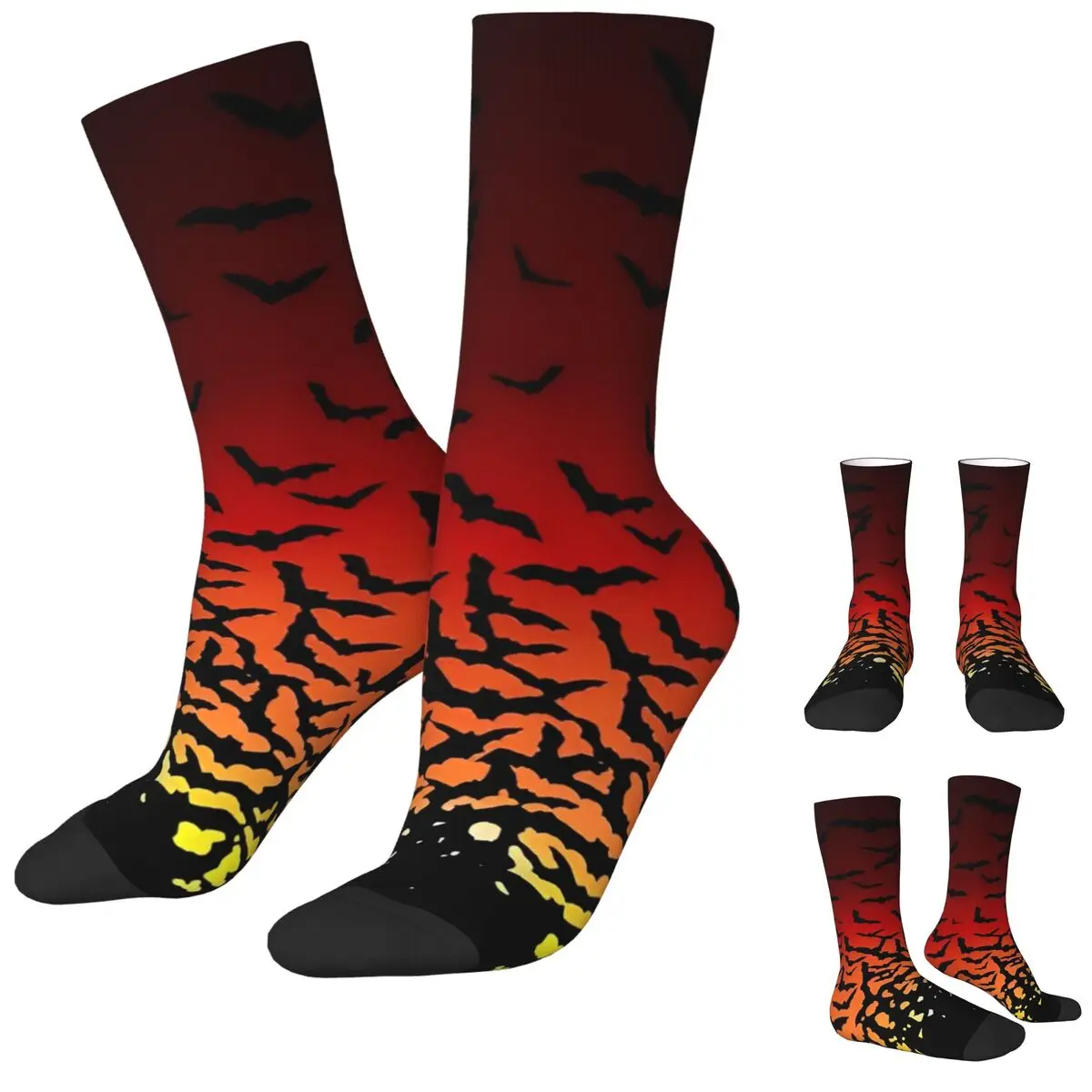 Bat Sunset Socks halloween Casual Stockings Men's Soft Climbing Socks Autumn Design Non-Slip Socks