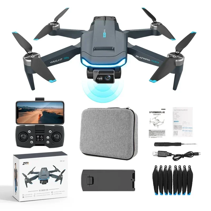 F194 Mini Brushless GPS Folding Drone 4K HD Dual Camera Drones Aerial Photography 5G Long Range Remote Control Dron Toy 1000M