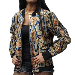 Chaquetas Bomber con estampado colorido para mujer, abrigo corto estilo callejero africano, trajes Ankara personalizados