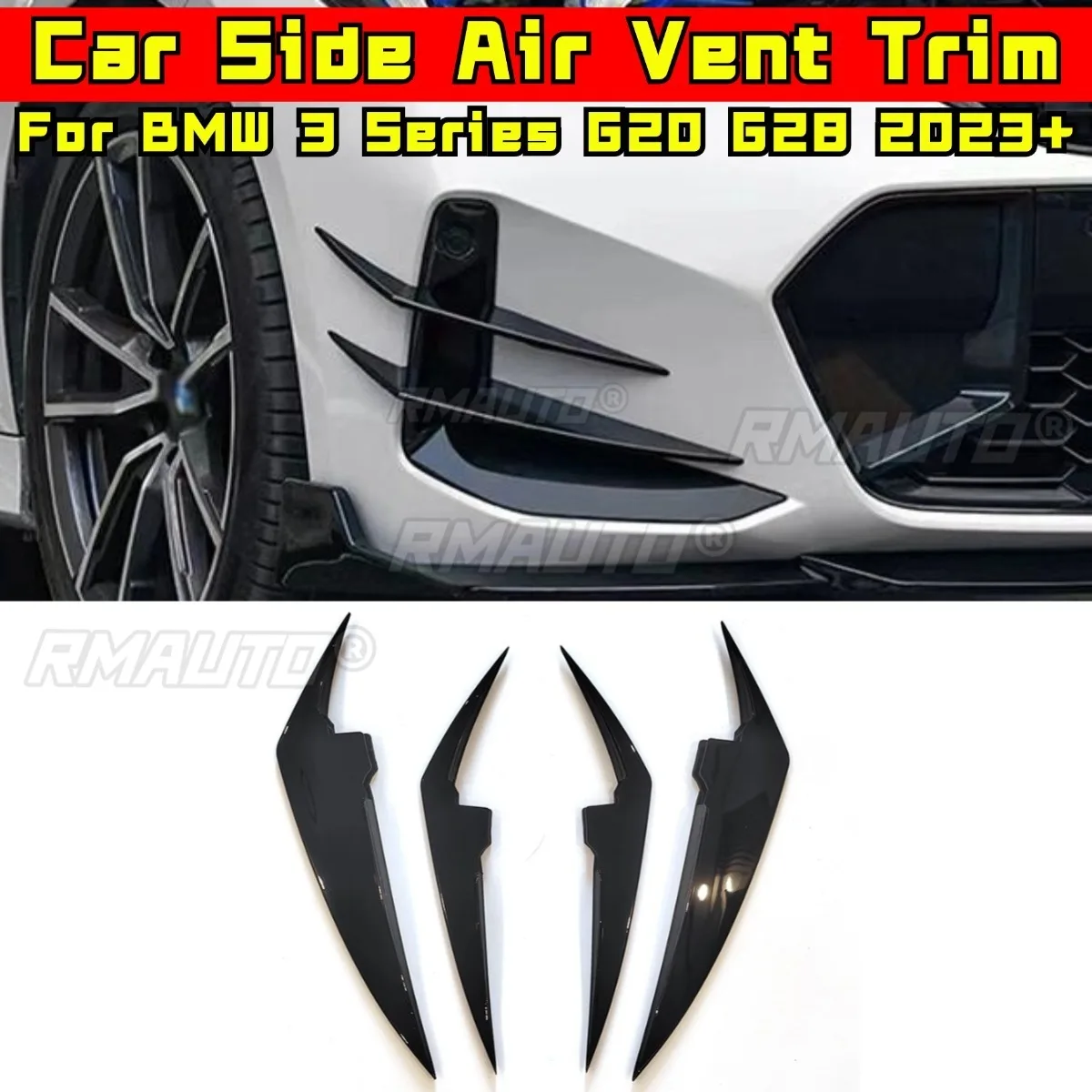 

Car Side Bumper Air Intake Vent Splitter Accessories For BMW 3 Series G20 G28 2023+ Rear Bumper Splitter Cover Air Vent Trim