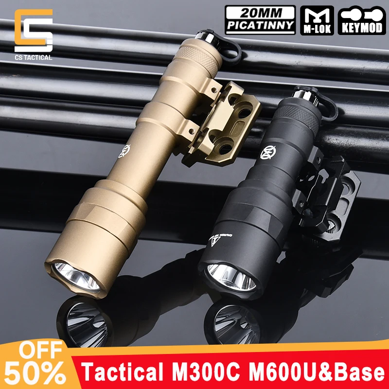 

Tactical Surefir SF M600U M300C Flashlight 400/600lumens White LED Light Metal M-LOK Keymod Mount Base Fit 20mm Picatinny Rail