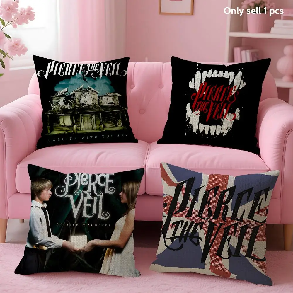 Band P-Pierce The Veil Cushion Cover Natural Linen Organic Fabric Double-Sided Printing Sofa Home Decor Gift Pillow Case