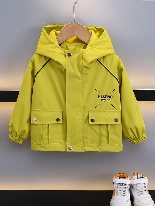 

Boys Spring Autumn Faionable Casual Jaet Outerwear Polyester Fiber Stand Fit Long Sve Flip Collar Regular Length