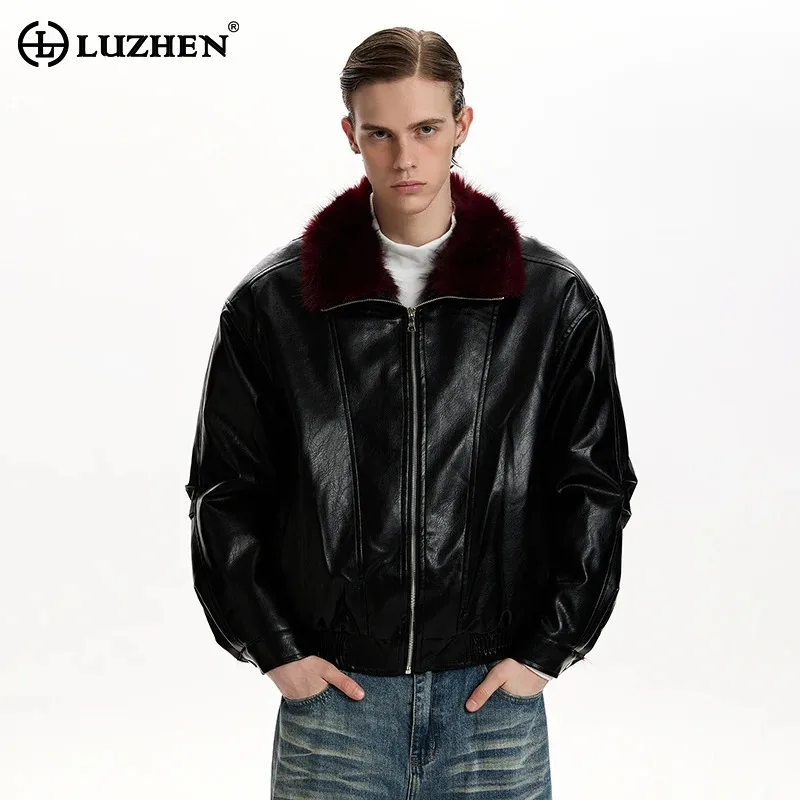 

LUZHEN 2025 зимняя модная утолщенная теплая парка высокого качества с подкладкой из искусственного меха, мужская элегантная красивая кожаная одежда JY5283