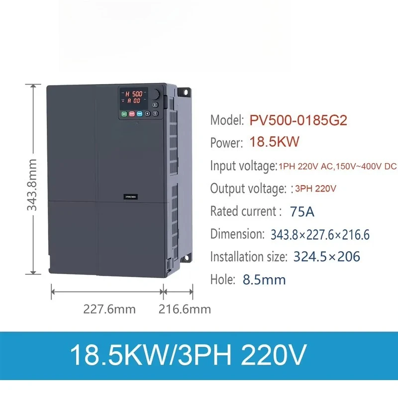 18.5KW 220V Single Phase 3 Phase Solar Pump VFD Controller MPPT Solar Water Pump Inverter