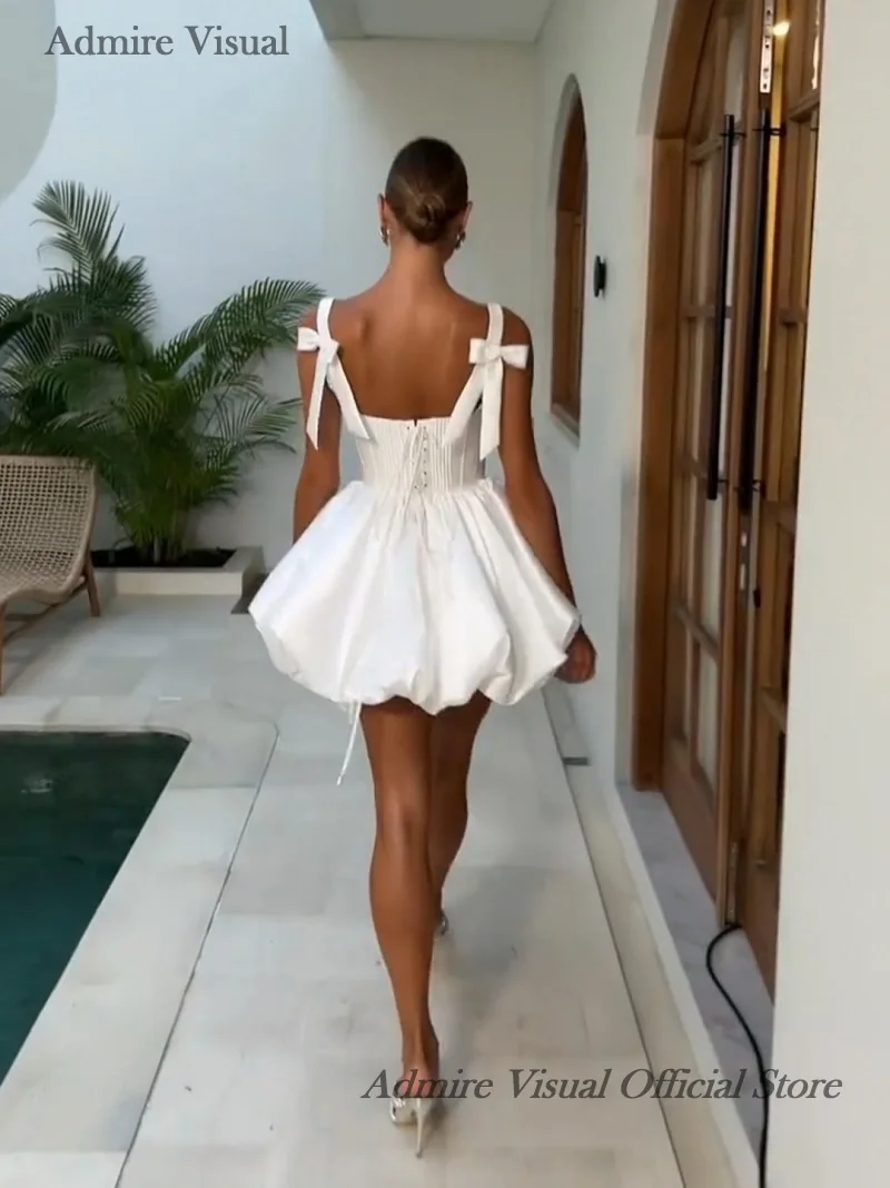 Admire Visual Prom Dress Mini A-Line collo quadrato senza maniche con fiocco eleganti abiti per occasioni speciali