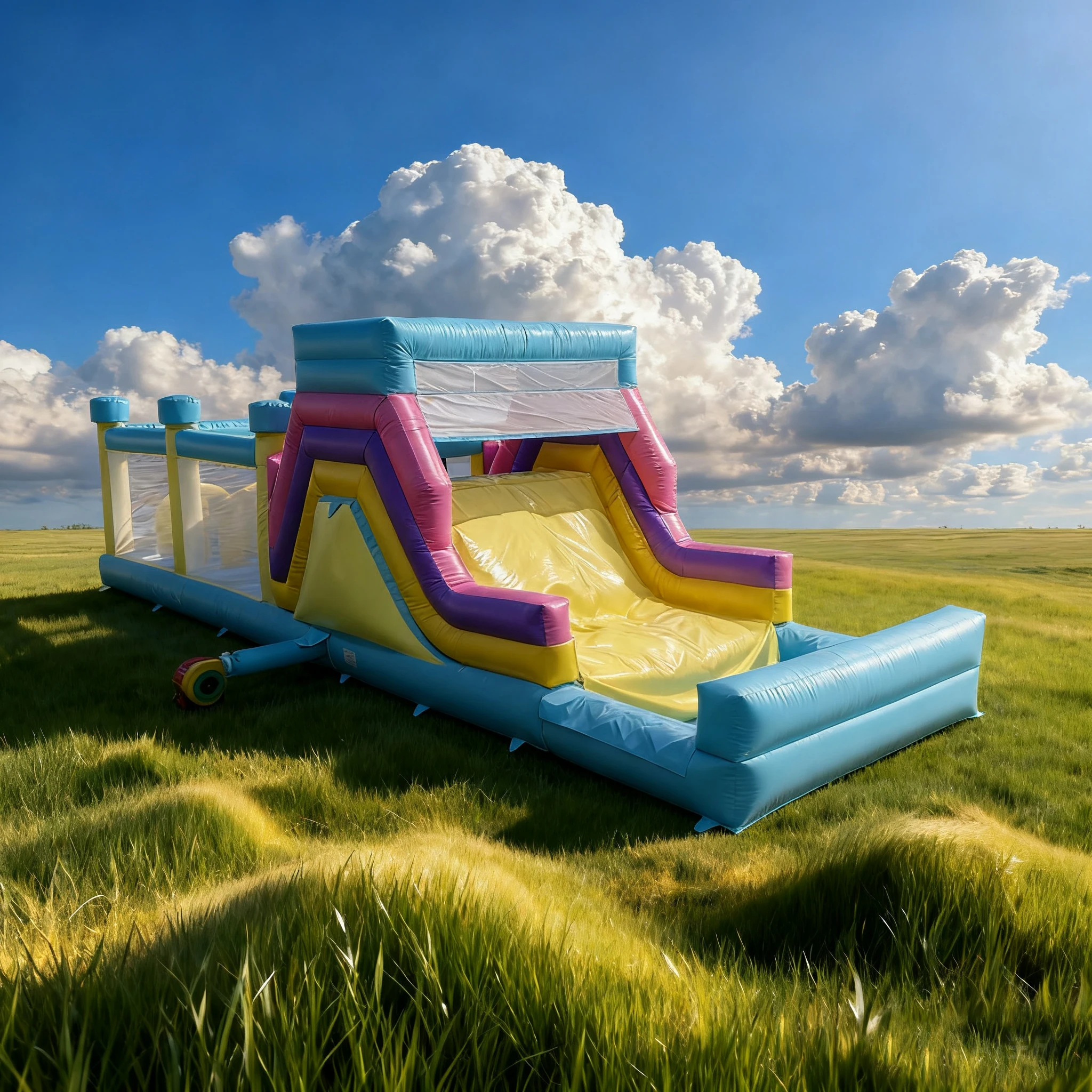 ปราสาทลมเป่าลมสำหรับเด็กที่น่ารักที่สุด: ชุดสไลเดอร์และแทรมโพลีนพร้อมเครื่องเป่าลม