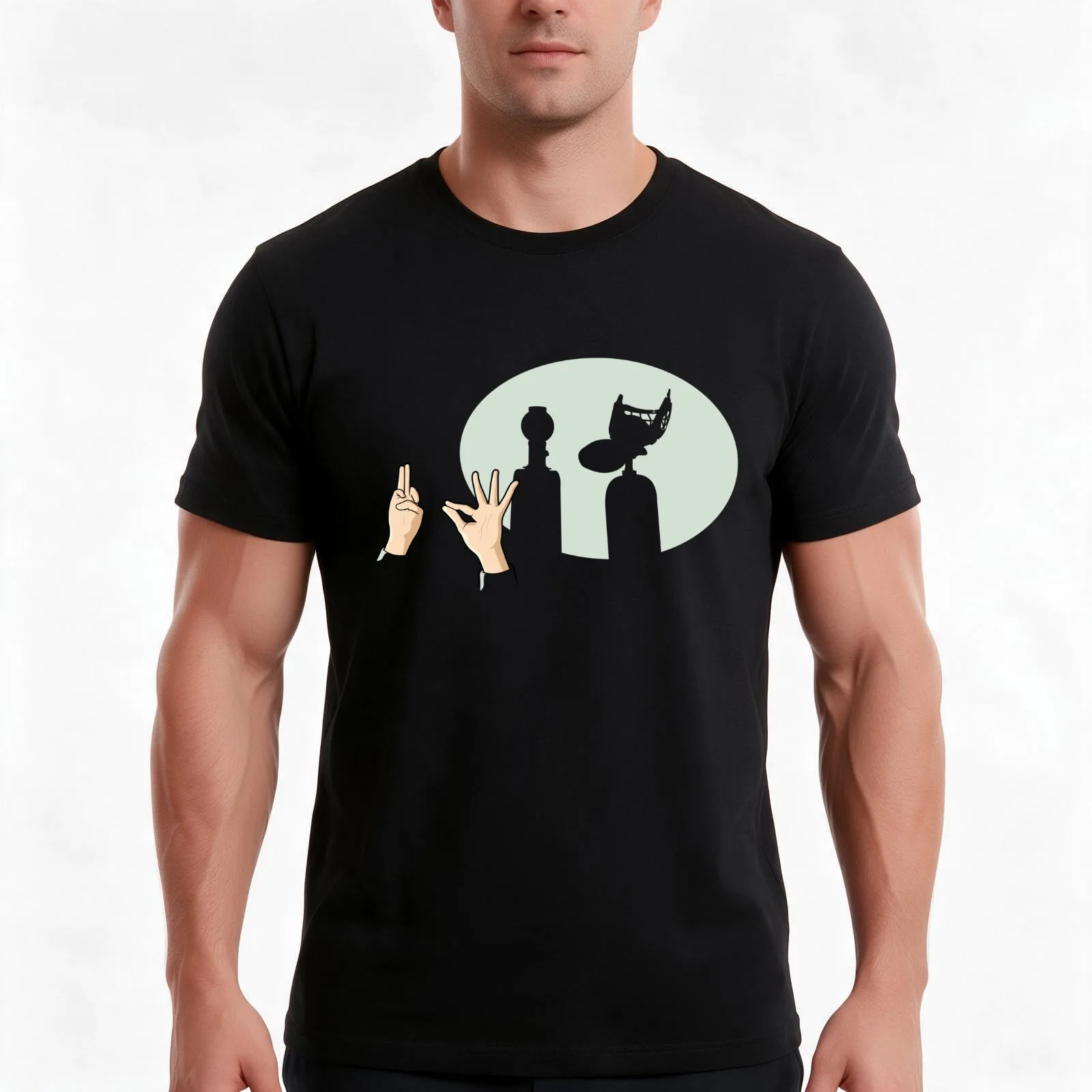Mystery Silhouette Theater 3000 T-Shirt, Summer Casual Cotton Tee, Oversized Streetwear Tops, Vintage Graphic Print, 100% Cotton