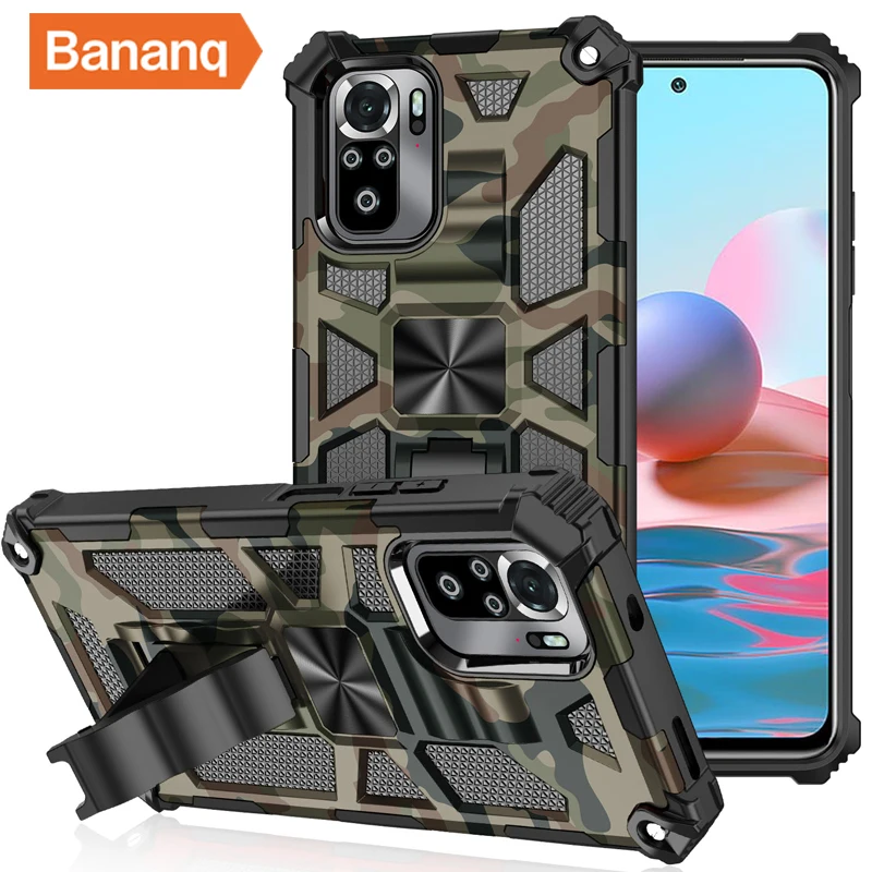 Bananq Camouflage Shockproof Holder Armor Case For Xiaomi 12T 11T Poco X3 Nfc X4 M4 C40 Cover For Redmi 10A 9C Note 10 Pro Max