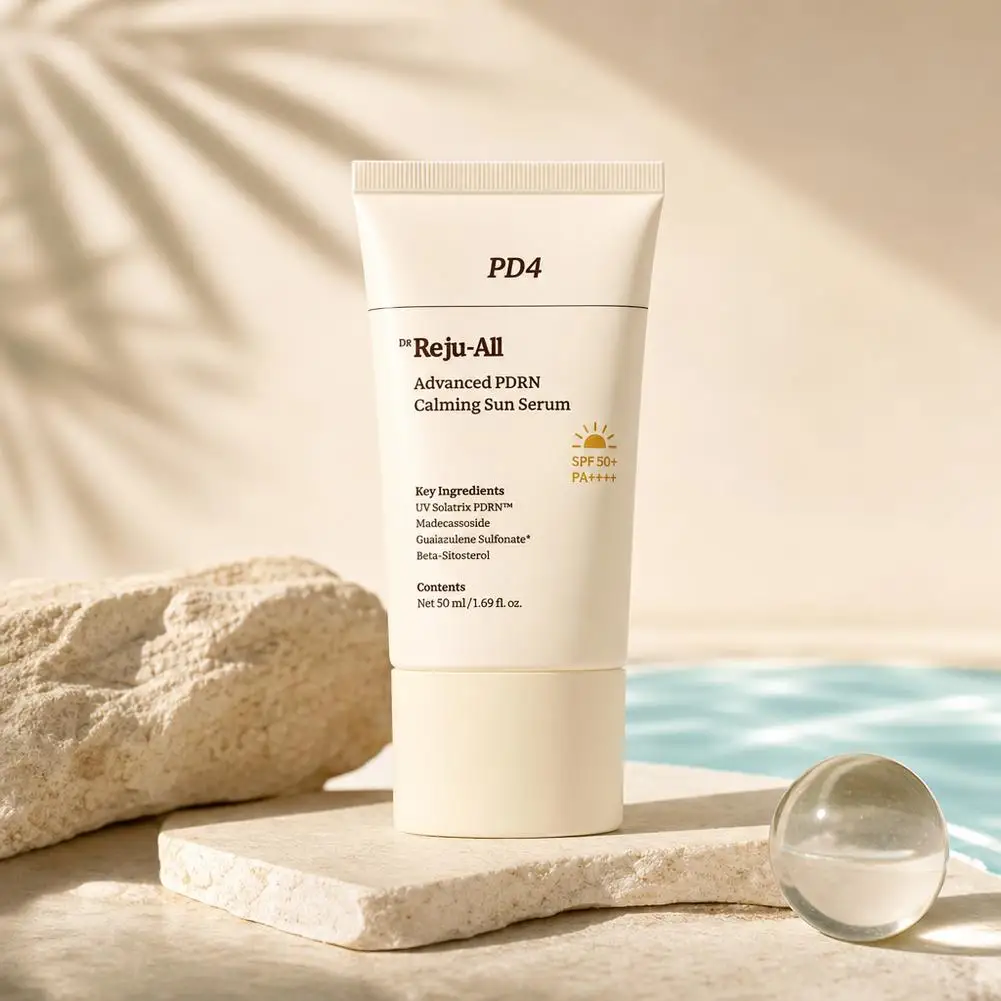 SPF50+ PA++++ PDRN Sun Serum Lightweight Hydrating Sunscreen Facial UV Protector Moisture Locking Smooth Makeup Primer