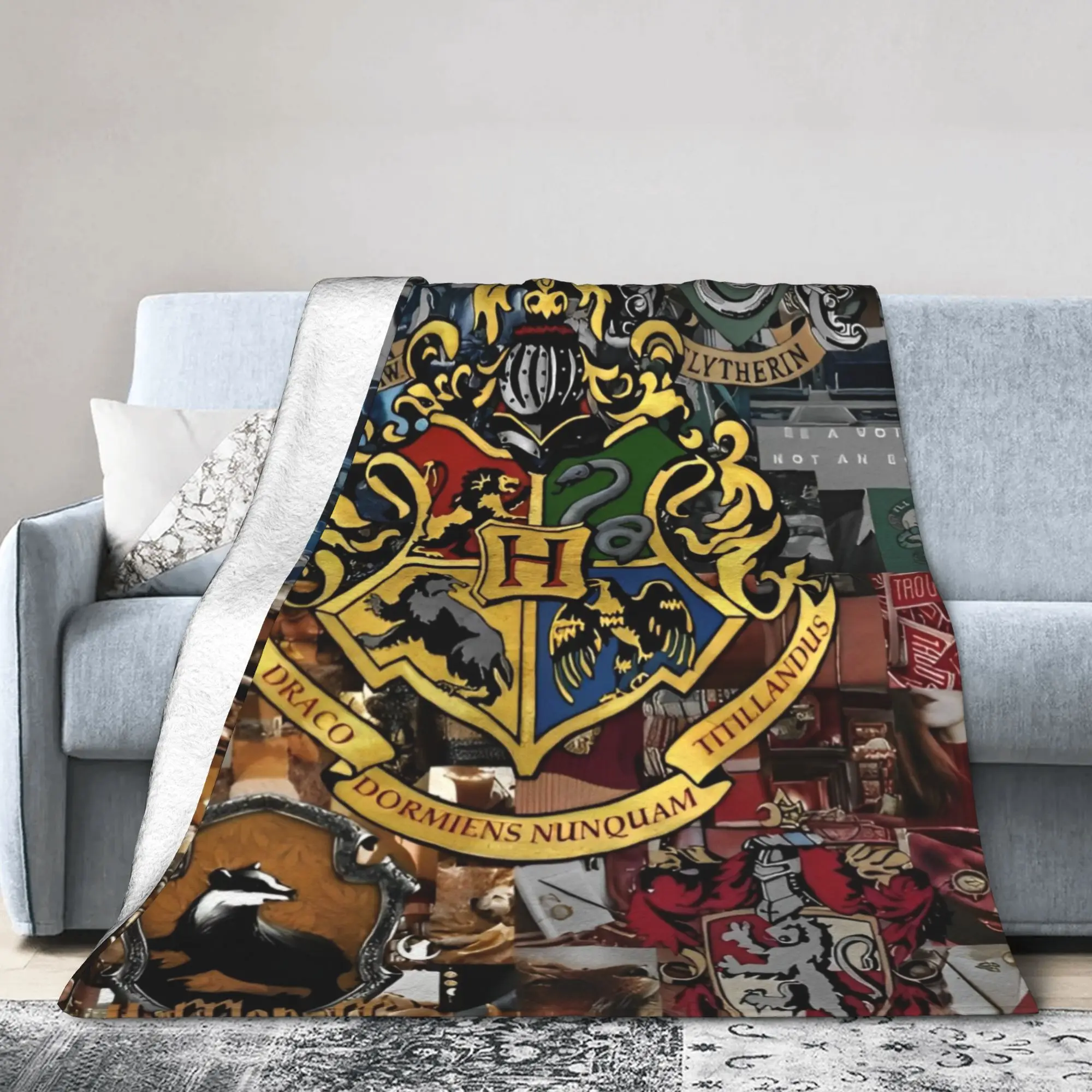 H-Harry P-Potter الفانيلا البطانيات هوجورتس مدرسة كريست مضحك رمي بطانية لسرير أريكة الأريكة 200x150 سنتيمتر البساط قطعة ،