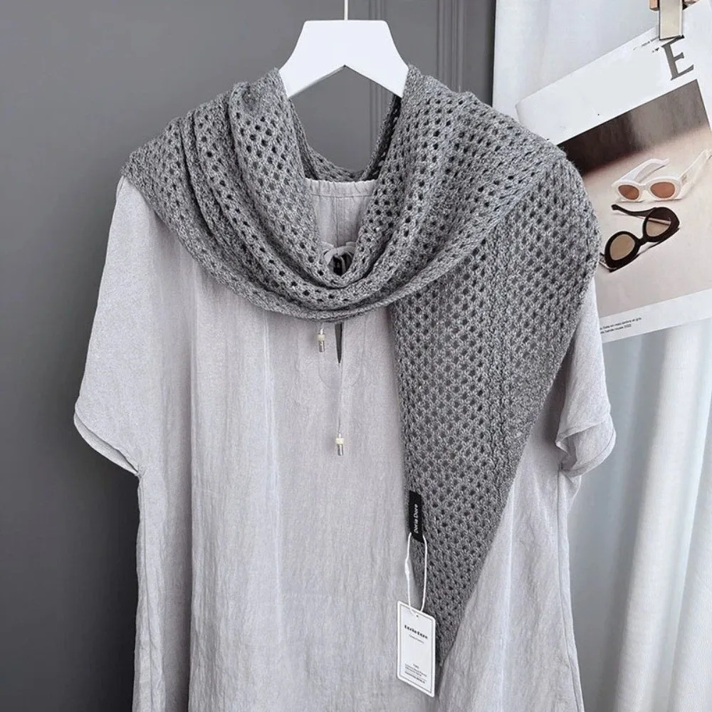 

Художественный модный полый вязаный шарф, мягкий теплый шерстяной шарф, ажурный шарф для холодной погоды