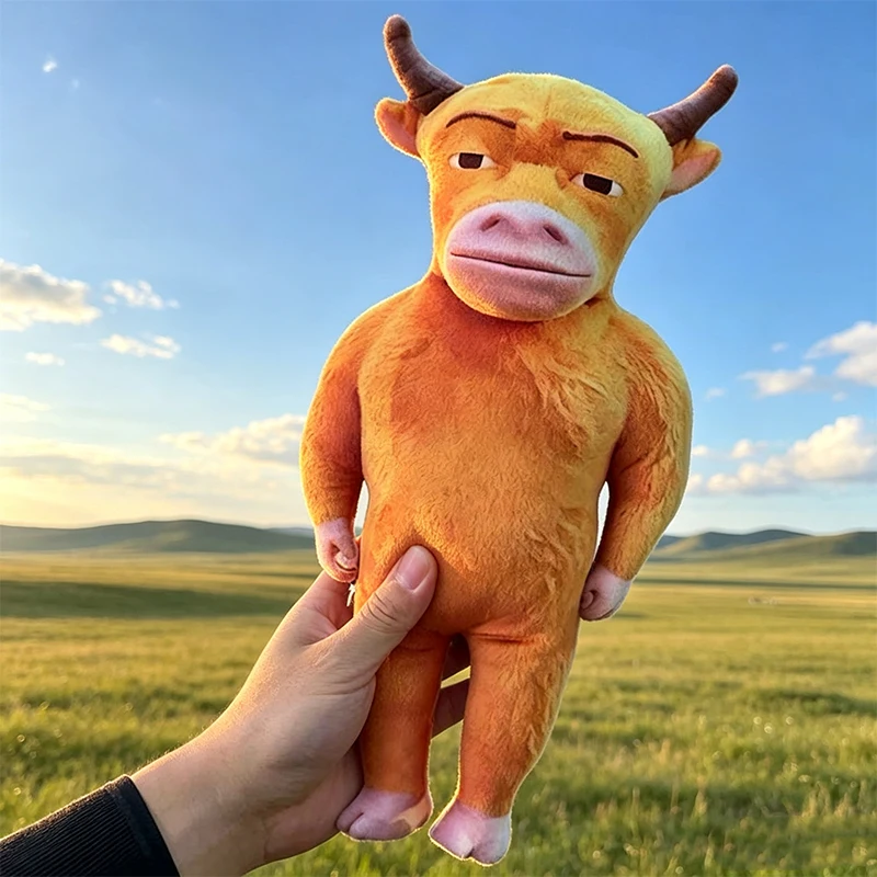 Abstract Niu Lai Bull Plush Pendant Funny Cow‑shaped Doll Creative Soft Stuffed Hanging Ornament Unique Keychain For Backpack