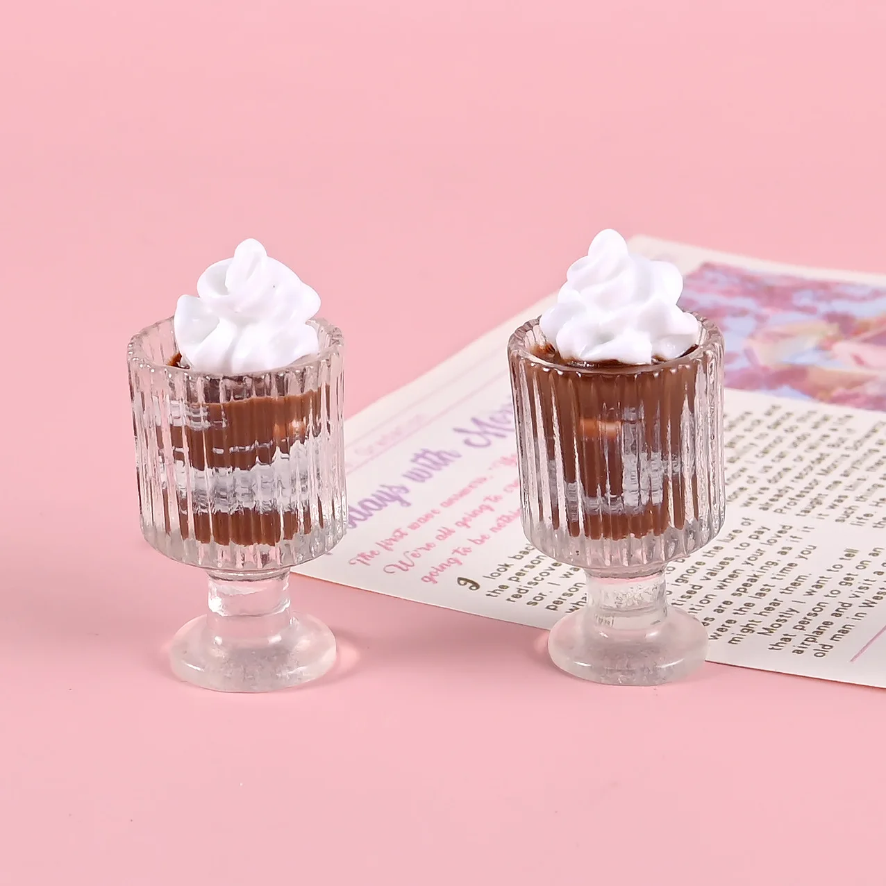 Dollhouse 2pcs Mini Ice Cream Milk Tea Cup Drink Model Resin DIY Dollhouse Food Play Home Decor Decoration Doll Accessories