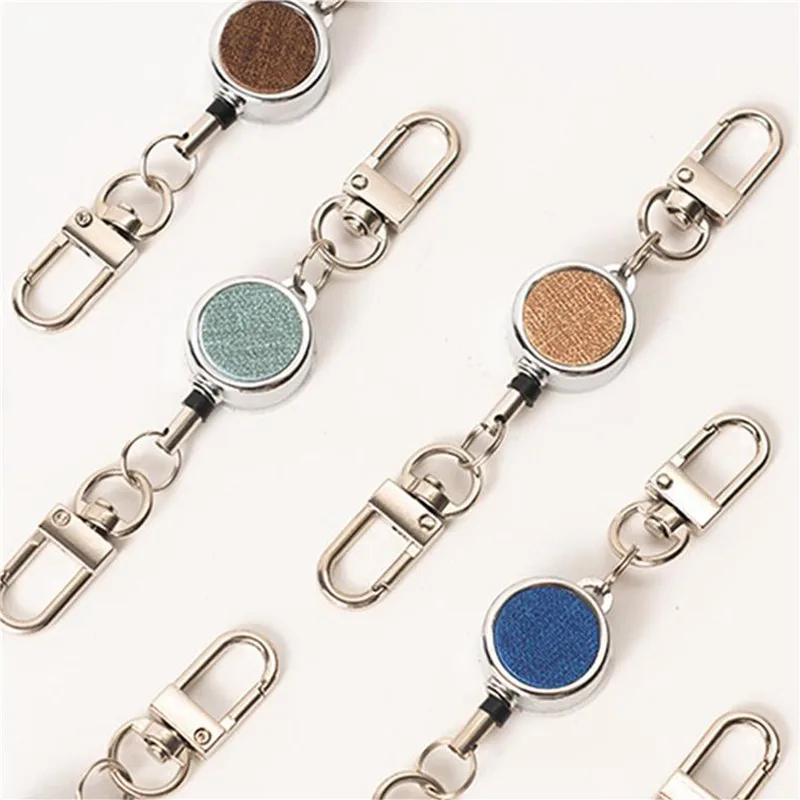 1PC Anti-theft Metal Easy-to-pull Buckle Rope Elastic Keychain Sporty Retractable Key Ring Anti Lost Yoyo Ski Pass ID Card