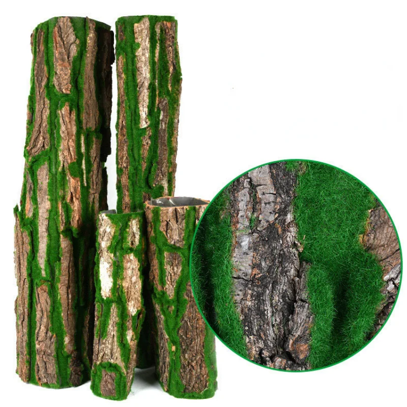 Simulated moss turf indoor packaging, pipes, columns, bark decoration, simulated moss turf wholesale with bark lawn