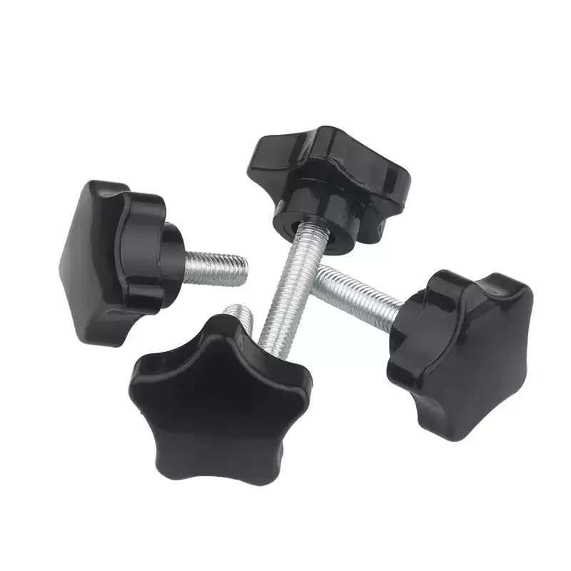 Carbon Steel Pentagonal Plum Handle Screw M6 M8 M10 Star Plum Bakelite Hand Tighten Thumb Bolt Adjustable Tightness Screw