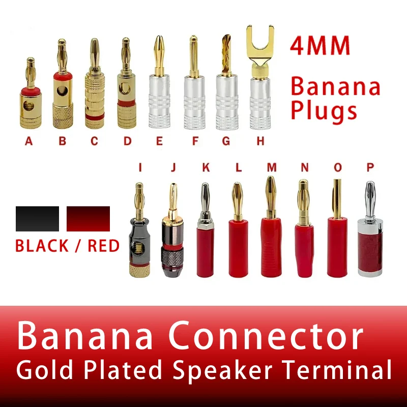 

10/20Pcs Banana Connector Plug Jack Gold Plated Musical Sound Audio Speaker 4MM Banana Plugs For Audio Video Speaker Terminal