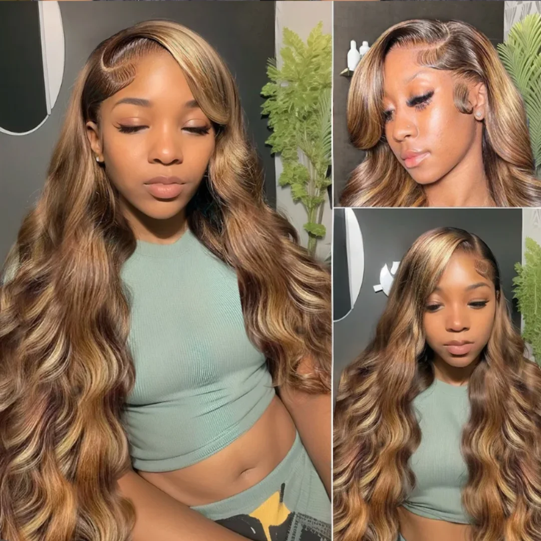 28 30 36 بوصة تسليط الضوء على أومبير 13X6 الدانتيل الجبهة خصلات الشعر المستعار الإنسان للنساء الجسم موجة البرازيلي الملونة 13X4 الدانتيل الباروكات الأمامية 180% #2