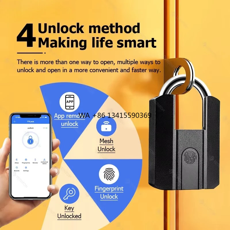 

Tediton Candado Con Huella Digital Waterproof Keyless Outdoor Mini Biometric Smart Ttlock March Locker Fingerprint Padlock