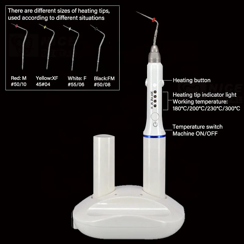 den tal système d'obturation sans fil Gutta Percha stylo chauffant Endodontique Endo 4 pointes Double charge