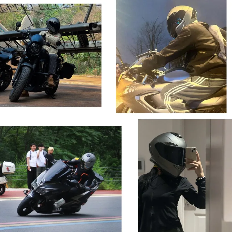 NBTK Motorcycle Riding Full Face Helmet Ghost-face Visor DOT Certified Large Tail Wing Double Lens 4 Season Capacetes Para Moto
