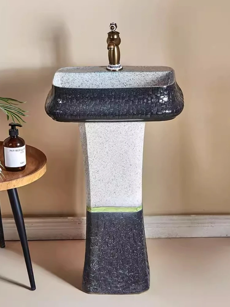

Column wash basin integrated floor-to-ceiling bathroom outdoor courtyard pool balcony