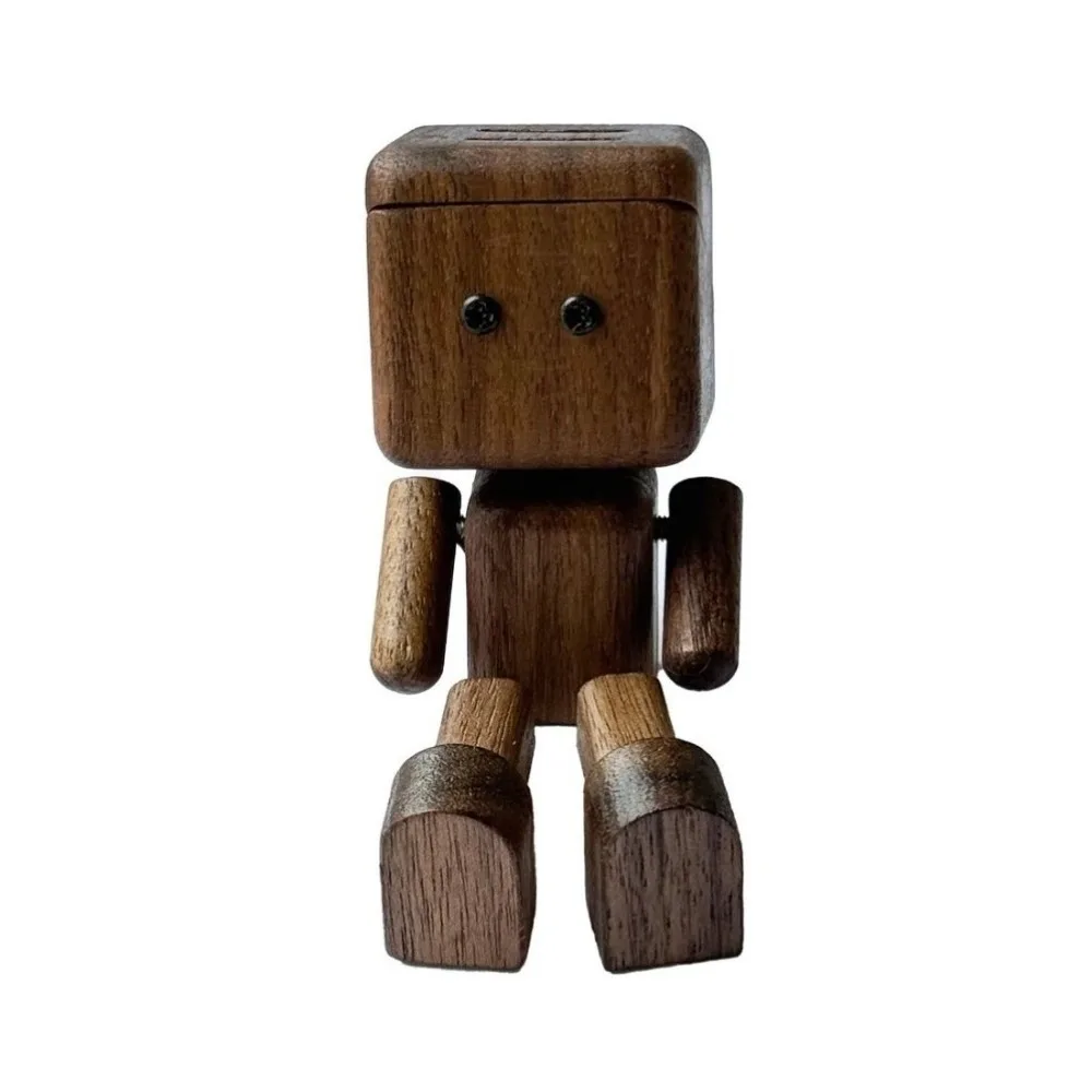 

Мини-трясающая деревянная фигурка человека, поворотная нога, магнитный автомобильный держатель для освежителя воздуха, милая с крышкой, фигурка робота, украшения