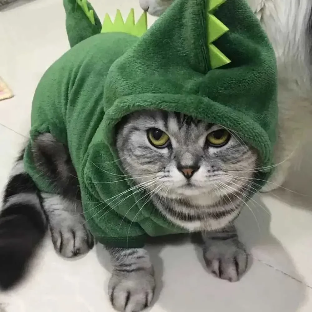 

Halloween Cat Costume Dinosaur Cat Hoodies Small Dog Warm Jacket Cat Christmas Costume Pet Clothes For Puppy Kitten Red GreenXJ2