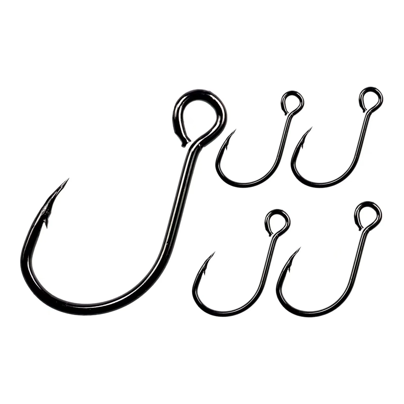 50pcs/box Large Eye Inline Single Hook  #2 #1 #1/0 #2/0 #3/0 Fishing Single Hook for Spoon Spinner Hard Lure Bait Hooks