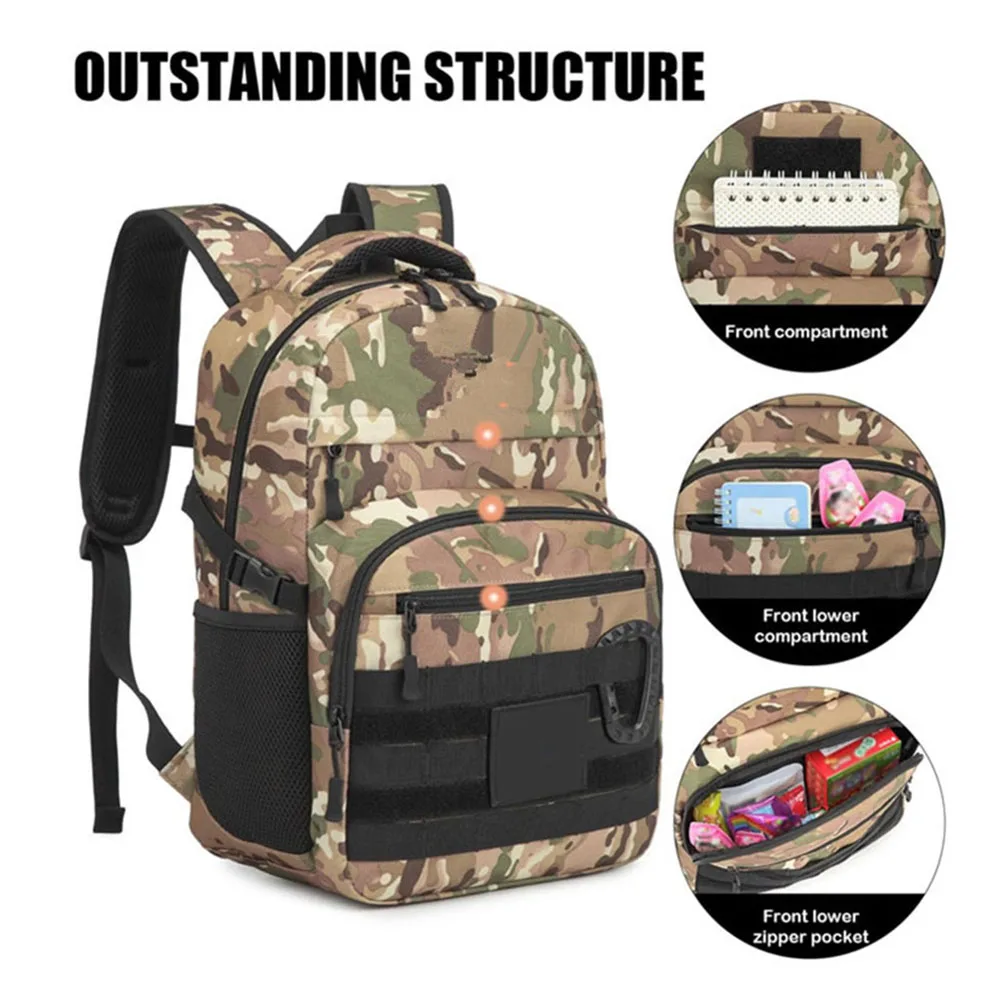 

Kids Tactical Backpack with Compartment Army Molle Bookbag 20L Waterproof EDC Storage Package for School Outdoor Camping