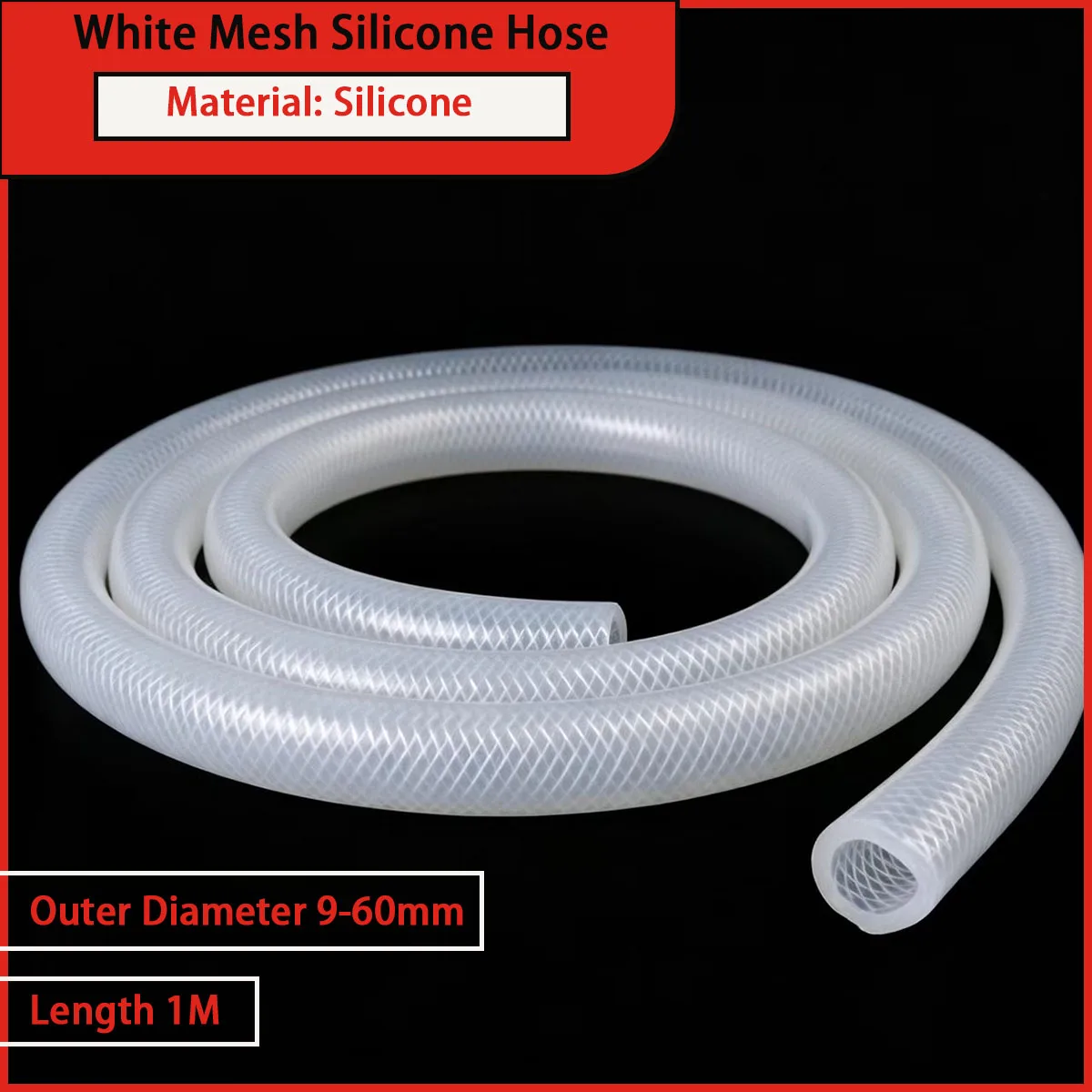 White Mesh Silicone Hose with an Outer Diameter of 9-60mm Is Used for Drinking Water Transportation, equipment Diversion, Etc