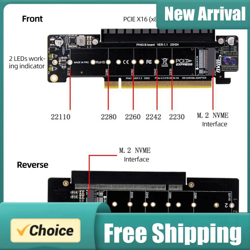 

PCIe X16 To X8+X4+X4 Split Expansion Adapter Card PCIE4.0 Expansion Riser Card Extended Card M.2 NVMEx2 Input Ports