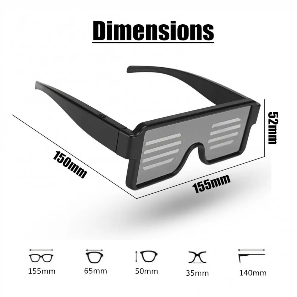 نظارات حفلات LED وامضة، نظارات شمسية مضيئة لحفلات عيد الميلاد، نظارات إلكترونية مع ضوء LED مضيء لعيد الميلاد