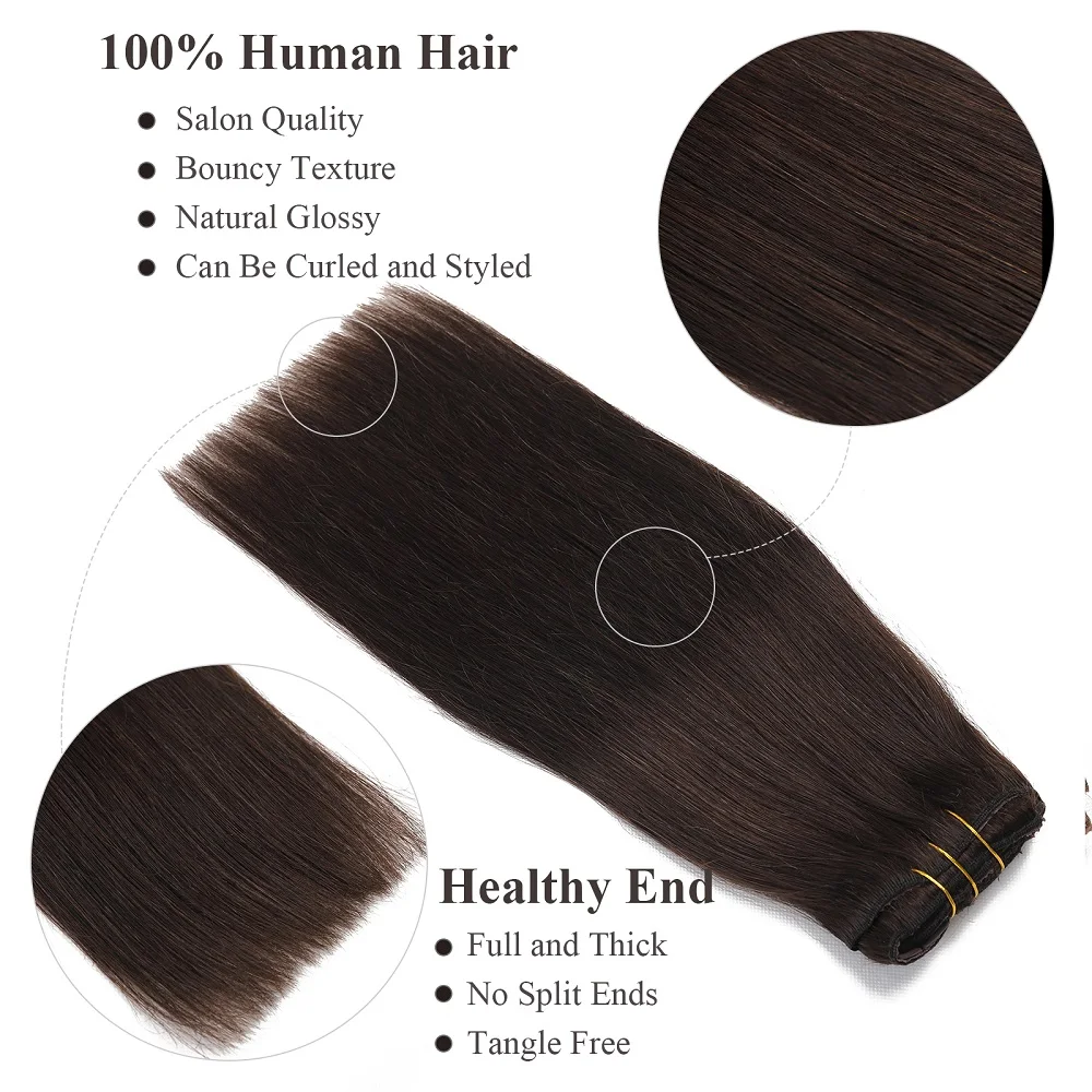 Seamless Clip Em Extensões De Cabelo Humano Cor Reta Marrom Para As Mulheres 120G/220G Aliexpress França Humain Extensão Do Grampo De Cabelo